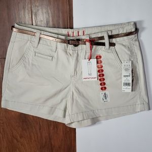 NWT - Elle Chino Shorts w/belt, Stone, Size 6